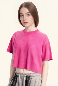 Camiseta Corta Oversize para Mujer, 240 GSM, 100% Algodón, Estilo Y2K, Streetwear, Holgada, para Chicas - Product Image 4