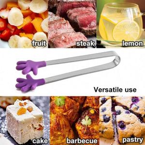 Gift Bonus Kitchen Gadets 13cm Cute Palm Stainless Steel Silicone <b>Mini</b> Sugar Tong Food Clip BBQ Party Kitchen - Product Image 3