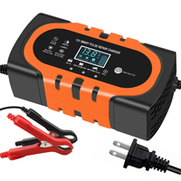 Pengisi daya baterai Gel AGM mobil motor, pengisi daya baterai asam timbal 6V 12V 2A dengan cangkang ABS tampilan LCD 12V 2A