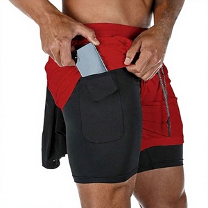 Custom Logo Men's Double <b>Layer</b> Blank Sports Athletic Workout Running Gym Shorts With Liner Breathable 2 In 1 Activewear Shorts - Product Image 1