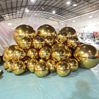 Boule miroir gonflable dorée réutilisable, grande décoration d'événement, ballon en PVC, ballon à bulles, boule disco pour fête, scène, spectacles de mariage