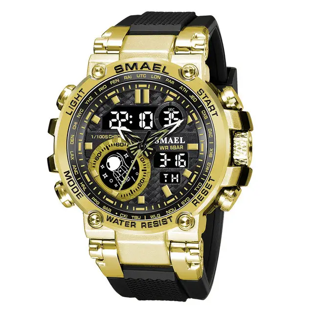 SMAEL 1803B Sport Digital Watch for Men Waterproof Dual Time Display Chronograph Quartz Wristwatch with Auto Date Week