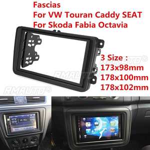 Cadre d'intégration 2 DIN pour autoradio CD/DVD, pour tableau de bord et intérieur audio, compatible Volkswagen VW Touran Caddy SEAT Skoda Fabia Octavia - Product Image 1