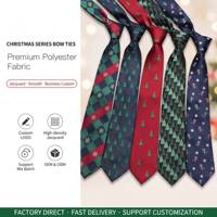 Cravate en polyester jacquard à motif sapin de Noël, accessoire de fête pour homme, vente en gros