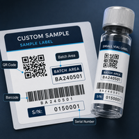 Etiquetas de péptidos con código QR personalizado, pegatinas impermeables para viales, para empaques de botellas pequeñas, impresión de código de barras y número de lote, OEM