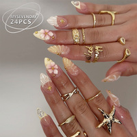 Faux Ongles Longs Stiletto Nude Élégants en Gelée, Coquillage Floral 3D avec Breloques Dorées, Faits Main Réutilisables, 24 Pièces