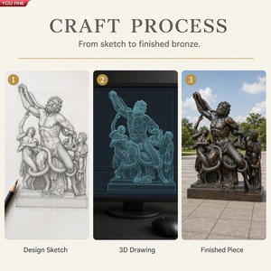 YOUFINE Statues d'art public : Sculpture en bronze grandeur nature du prêtre troien de <span class=keywords><strong>la</strong></span> mythologie grecque antique, Laocoon et ses fils, pour jardin et villa - Product Image 4