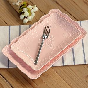 Vajilla de Cerámica Creativa, Plato Rectangular Blanco Puro con Relieve Rosa, Plato para Restaurante, Plato para Pescado al Vapor, Plato para <span class=keywords><strong>Sushi</strong></span> - Product Image 2