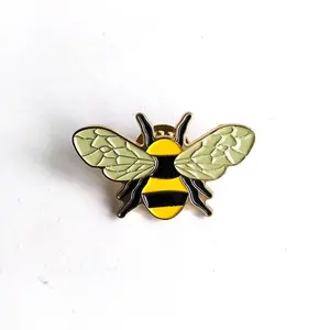 free set up charge lovely decorative zinc alloy die casting gold plated soft enamel bee coat brooch lapel pin badge pins badges