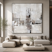 Peinture à l'huile abstraite minimaliste moderne, texture 3D épaisse, tons neutres, art mural sur toile pour la décoration de salon de luxe