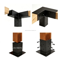 Kit de Soportes para Gazebo para Madera de 4x4/6x6 - Acero al Carbono con Recubrimiento de Polvo Negro Mate, 15 °   Conjunto de Conectores para Postes de Pérgola con Techo Inclinado