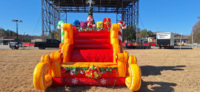Château gonflable géant de Noël avec toboggan et luge de Père Noël, combo de château gonflable pour l'intérieur et l'extérieur