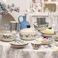 Assiettes à dîner en céramique très vendues, forme de fleur nordique, assiette et bol en porcelaine, plat à steak, vaisselle, ensembles de vaisselle