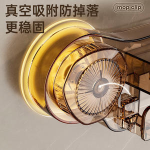 ที่แขวนไม้ถูพื้นในห้องน้ำแบบติดผนัง ทรงกลม โปร่งใส ทำจากพีซีและซิลิโคนอเนกประสงค์  ไม่ต้องเจาะผนัง ดีไซน์มินิมอล - Product Image 1