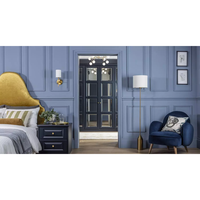 Vente en gros d'usine d'armoires de chambre à coucher personnalisées, garde-robe encastrée en mélamine bleu, garde-robe de rangement de grande capacité avec miroir