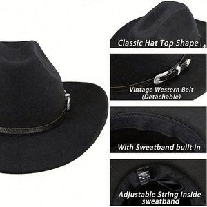 Nouveau style rétro, chapeau de cowboy western, chapeau Fedora à large bord, chapeaux Fedora en feutre de laine pour hommes, vente en gros, chapeaux Fedora personnalisés avec logo - Product Image 5