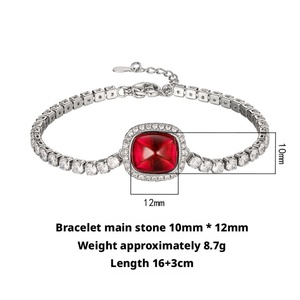 Wholesale Fashion Jewelry Eco-friendly <b>Copper</b> 10*12mm Multi-Color Sugar Loaf Zircon <b>Bracelet</b> for Trendy Statement Style - Product Image 2