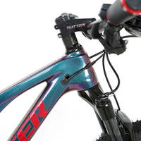 Cadre de vélo de montagne à suspension intégrale Twitter 27,5*15 pouces HC-Argent Unisexe GX-12 vitesses Fibre de carbone holographique Alliage d'aluminium