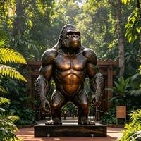 Sculpture de gorille en bronze de grande taille RELONG, statue d'animal en métal, durable, de haute qualité, pour les zoos en plein air, les zones scéniques naturelles