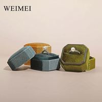 Mini boîte à bagues en velours Style octogone Design coréen parfait pour les bagues de mariage de couple Logo personnalisé disponible