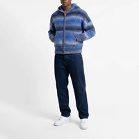 Conception OEM, veste en tricot à capuche personnalisée avec dégradé de couleurs, pull zippé, cardigan décontracté chaud, tricot en mohair duveteux pour hommes