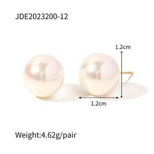 ต่างหูสแตนเลสสตีลชุบทอง 18k ประดับมุกน้ำจืดคุณภาพสูง - Product Image 4