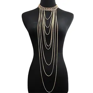 Luxury Multi Layers Chain Necklace High-gram Weight Gold Plated Jewelry Statement Choker Fashion Jewelry for Women