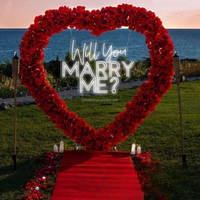 Meilleure vente de panneaux LED WILL YOU MERRY ME enseigne en acrylique néon pour décoration de toile de fond en forme d'arc de fleurs en forme de cœur