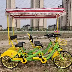 2-व्यक्ति सरे टेंडेम बाइक स्टील फोर्क सिंगल स्पीड गियर के साथ साधारण पैडल पर्यटन स्थलों की सार्वजनिक साझेदारी के लिए मुफ्त स्पेयर पार्ट्स