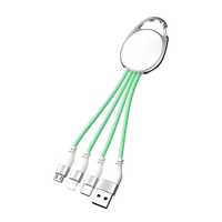 Câble de charge multi-usage 3 en 1, câble de charge USB portable en forme de porte-clés, cordon de charge court et petit compatible avec les smartphones