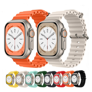 Bracelet en silicone souple Ocean pour Apple Watch Series 8 Ultra 49 mm, 38/40/42/44/41/45/46 mm, bracelet pour Iwatch 4 <span class=keywords><strong>5</strong></span> 6 7 10 11, bracelet sport - Product Image 1