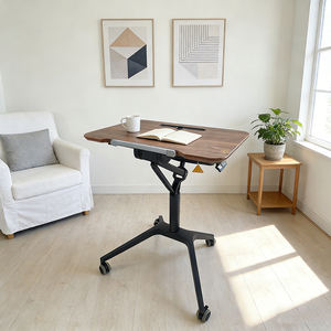 Table de conférence mobile pour ordinateur, réglable en hauteur avec mécanisme de levage à une touche, bureau pneumatique, roulettes verrouillables - Product Image 1