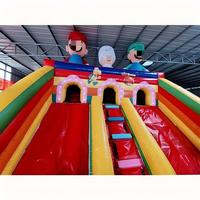 Château gonflable commercial géant Mario 6x4x5m, château gonflable Mario Brother, trampoline gonflable avec toboggan pour enfants