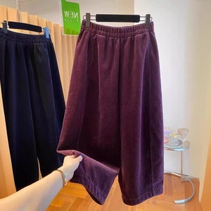 Corduroy Trousers Women Thickened Wide Leg Loose Straight Crop Casual <b>Pants</b> Autumn Winter 2025 Fleece <b>Lined</b> Micro Elasticity - Product Image 2