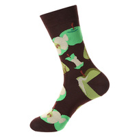 Chaussettes de sport décontractées mi-mollet pour femmes, en coton doux, avec imprimé 3D coloré et amusant à motifs de fruits d'été