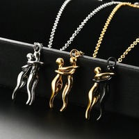 Collier pendentif chic en acier inoxydable pour couple, symbole d'amour élégant, couleur mixte, cadeau de bijoux pour la Saint-Valentin et anniversaire