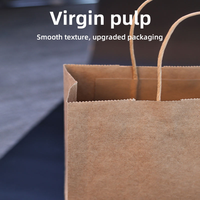 Sacs en papier personnalisés, kraft brun naturel, avec poignée torsadée, pour l'emballage de café à emporter, sacs de courses recyclables avec impression de logo