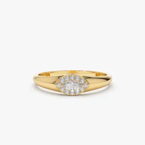 Anelli VLOVE per uomo catena Moissanite 9k 10k 14k 18k diamante Marquise in anello di impostazione Halo anello di diamanti