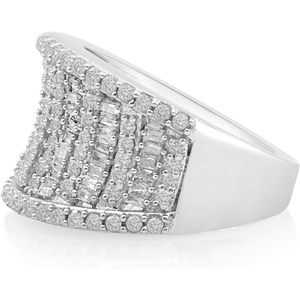 Natural White Diamond Cluster Band <b>Ring</b> 1.18 Carat Round Baguette Cut 925 Sterling <b>Silver</b> Pave Setting Women's Wedding <b>Ring</b> - Product Image 2