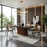Meubles de salle à manger, table à manger extensible en bois de noyer luxueuse et élégante pour 8 à 10 personnes
