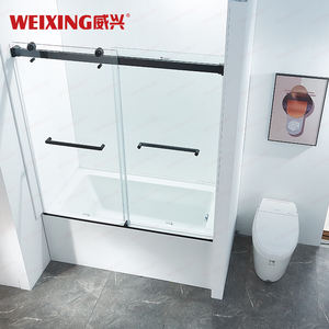 סיטונאי מט סיטונאי מט כפול הזזה מפלדת אל חלד מזג ג 'קוזי דלת מקלחת - Product Image 2