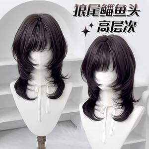 วิกผมสั้นตรงสีน้ำตาลเข้ม 45 ซม. พร้อมไรผมธรรมชาติ สำหรับผู้หญิง ทรงเจ้าหญิง ใช้ได้ทุกวัน ทำจากเส้นใยคาเนคาลอน - Product Image 4