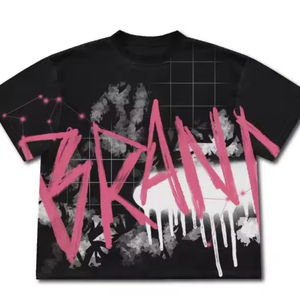 Tie Dye Graffiti Print Men Short Sleeve Graphic T Shirts Y2K Vintage Loose T Shirt Korean Clothes Aesthetic <strong>Emo</strong> <strong>Tops</strong> - Product Image 1