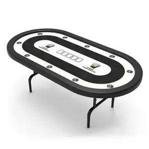 Mesa de póker Texas ovalada impermeable con patas plegables para juego, calidad de Casino YH