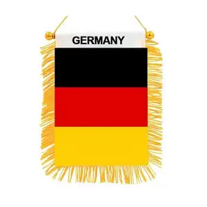 2024 günstig individuell Mini-Satin Mini-Deutschland Autofenster-Spiegel-Stanne Flaggenbanner mit Rüschen Fußball