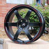 Rines de Aleación JG Forged de 17-22 Pulgadas, 5x112, 5x114.3, 5x120, Estilo TE37, Negro Mate con Franja Roja, para Coupé de Alto Rendimiento