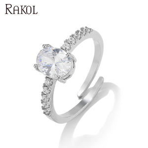 RAKOL RP2157 Anillos Large Oval CZ Adjustable <b>Ring</b> 2021 - Product Image 2