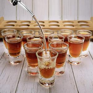 Bandejas de Madera para Servir, Organizador de Vasos de Chupito de Bambú, Base Recta y Gruesa, Vasos Transparentes para Whisky y Tequila - Product Image 3