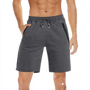 Pantalones cortos tipo bermuda de punto de color liso para hombre con cordón en la cintura y bolsillos, ropa informal - Product Image 1