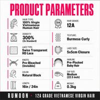 Perruque Lace Front HD Transparente Sans Colle 5x5 avec Cheveux de Bébé, Cheveux Humains Vietnamiens Bouclés Naturels Grade Vierge, Densité 300%